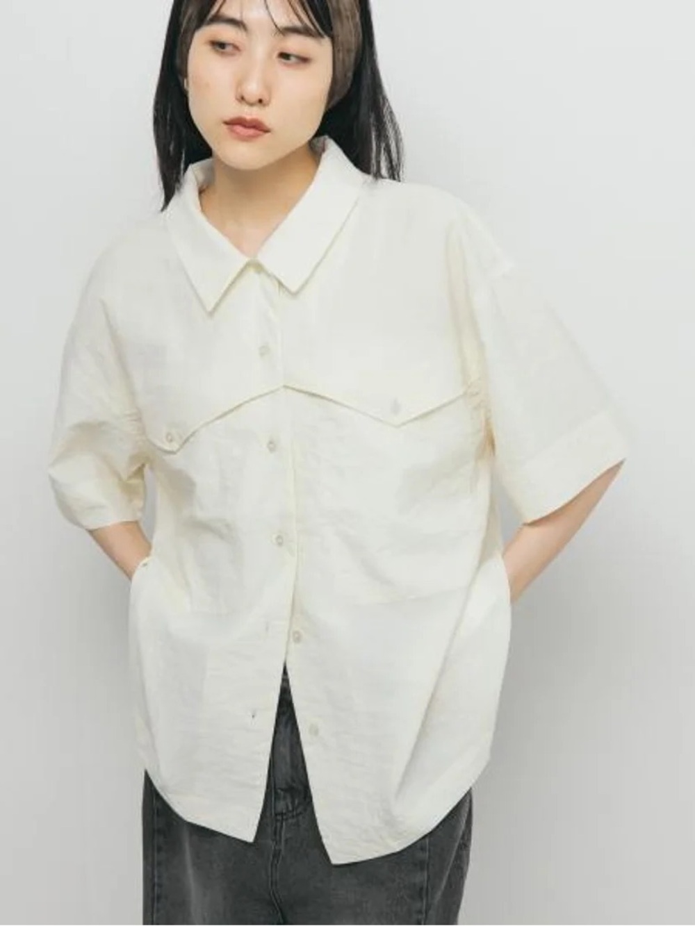 Butter Yellow Nylon Short Sleeve Western Style Shirt
